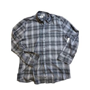 Haupt Flannel Shirt Plaid Button Up Long Sleeve Regular Fit Gray‎ Large